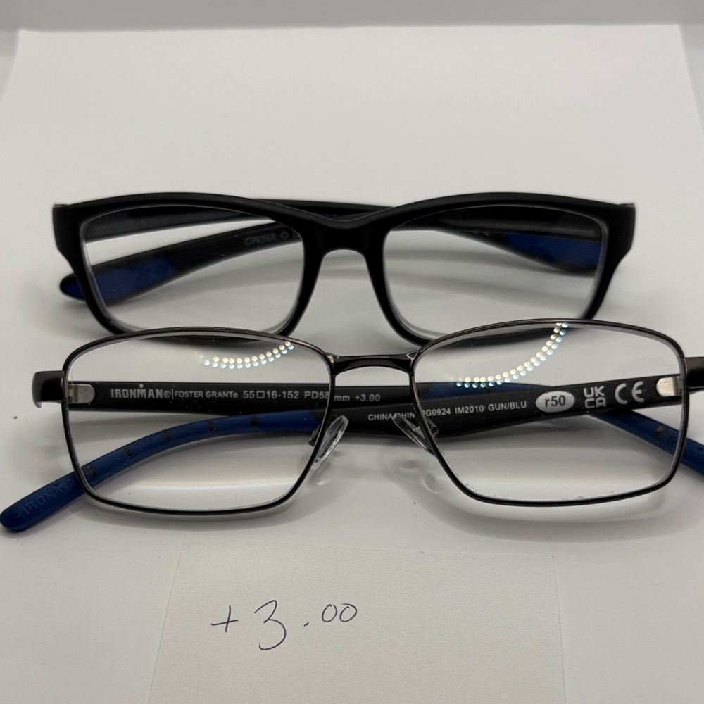 Men's IronMan Glasses Blur Black Frame readers reading glasses +3.00 EUC